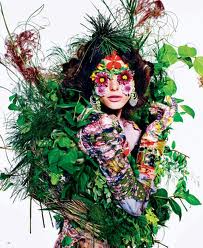 leaves and flowers costume and mask